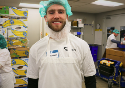 Braden Smith with hair net